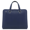 Rear View Of The Dark Blue Ladies Leather Business Bag