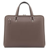 Rear View Of The Dark Taupe Ladies Leather Business Bag