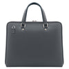 Rear View Of The Grey Ladies Leather Business Bag