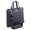 Angled And Shoulder Strap View Of The Grey Ladies Leather Business Bag