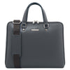 Front View Of The Grey Ladies Leather Business Bag