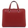 Rear View Of The Red Ladies Leather Business Bag
