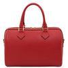 Rear View Of The Lipstick Red Ladies Leather Duffle Bag