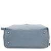 Underneath View Of The Light Blue Ladies Leather Shopper Tote
