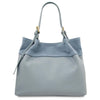 Rear View Of The Light Blue Ladies Leather Shopper Tote