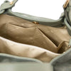 Internal Pocket View Of The Mint Green Ladies Leather Shopper Tote