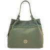 Front View Of The Mint Green Ladies Leather Shopper Tote