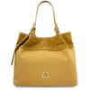 Front View Of The Yellow Ladies Leather Shopper Tote