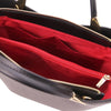Internal Pocket View Of The Black Ladies Leather Tote Handbag