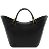 Rear View Of The Black Ladies Leather Tote Handbag