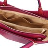 Internal Pocket View Of The Fuchsia Ladies Leather Tote Handbag