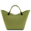 Rear View Of The Green Ladies Leather Tote Handbag