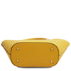 Underneath View Of The Yellow Ladies Leather Tote Handbag