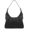 Rear View Of The Black Ladies Pebbled Leather Hobo Bag