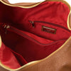 Internal Zip Pocket View Of The Cognac Ladies Pebbled Leather Hobo Bag
