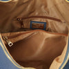 Internal Zip Pocket View Of The Denim Ladies Pebbled Leather Hobo Bag