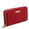 Angled View Of The Lipstick Red Ladies Purse