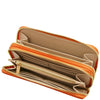 Internal Zip Compartment View Of The Organge Ladies Purse