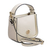 Angled And Shoulder Strap View Of The Beige Ladies Small Handbag