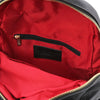 Internal Zip Pocket View Of The Black Ladies Small Leather Backpack