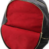Internal Front Compartment View Of The Black Ladies Small Leather Backpack