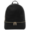 Front View Of The Black Ladies Small Leather Backpack