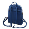 Rear View Of The Blue Ladies Small Leather Backpack