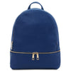 Front View Of The Blue Ladies Small Leather Backpack