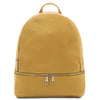 Front View Of The Pastel Yellow Ladies Small Leather Backpack