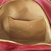 Internal Pocket View Of The Red Ladies Small Leather Backpack