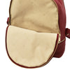 Internal Front Compartment View Of The Red Ladies Small Leather Backpack
