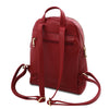 Rear View Of The Red Ladies Small Leather Backpack