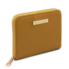 Angled View Of The Mustard Ladies Wallet
