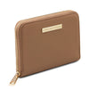 Angled View Of The Taupe Ladies Wallet