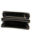 Internal Zip Pocket View Of The Black Ladies Zipper Wallet