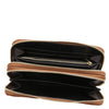 Internal Zip Pocket View Of The Cognac Ladies Zipper Wallet