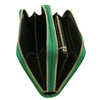 Internal Compartment View Of The Green Ladies Zipper Wallet