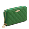 Angled View Of The Green Ladies Zipper Wallet