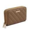 Angled View Of The Light Taupe Ladies Zipper Wallet