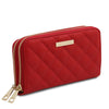 Angled View Of The Lipstick Red Ladies Zipper Wallet