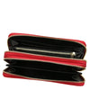 Internal Zip Pocket View Of The Lipstick Red Ladies Zipper Wallet