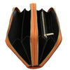 Internal Compartment View Of The Orange Ladies Zipper Wallet