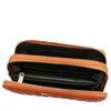 Internal Pocket View Of The Orange Ladies Zipper Wallet