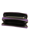 Internal Compartment View Of The Purple Ladies Zipper Wallet