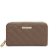 Front View Of The Taupe Ladies Zipper Wallet