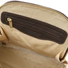 Internal Zip Pocket View Of The Chocolate Ladies Backpack