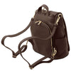 Rear Compartment And Shoulder Strap View Of The Chocolate Ladies Backpack