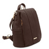 Angled and Side Pocket View Of The Chocolate Ladies Backpack