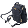 Rear Compartment And Shoulder Strap View Of The Dark Blue Ladies Backpack