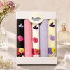 Ladies Box Of 5 Handerchiefs in elegant packaging featuring floral designs and colors.
